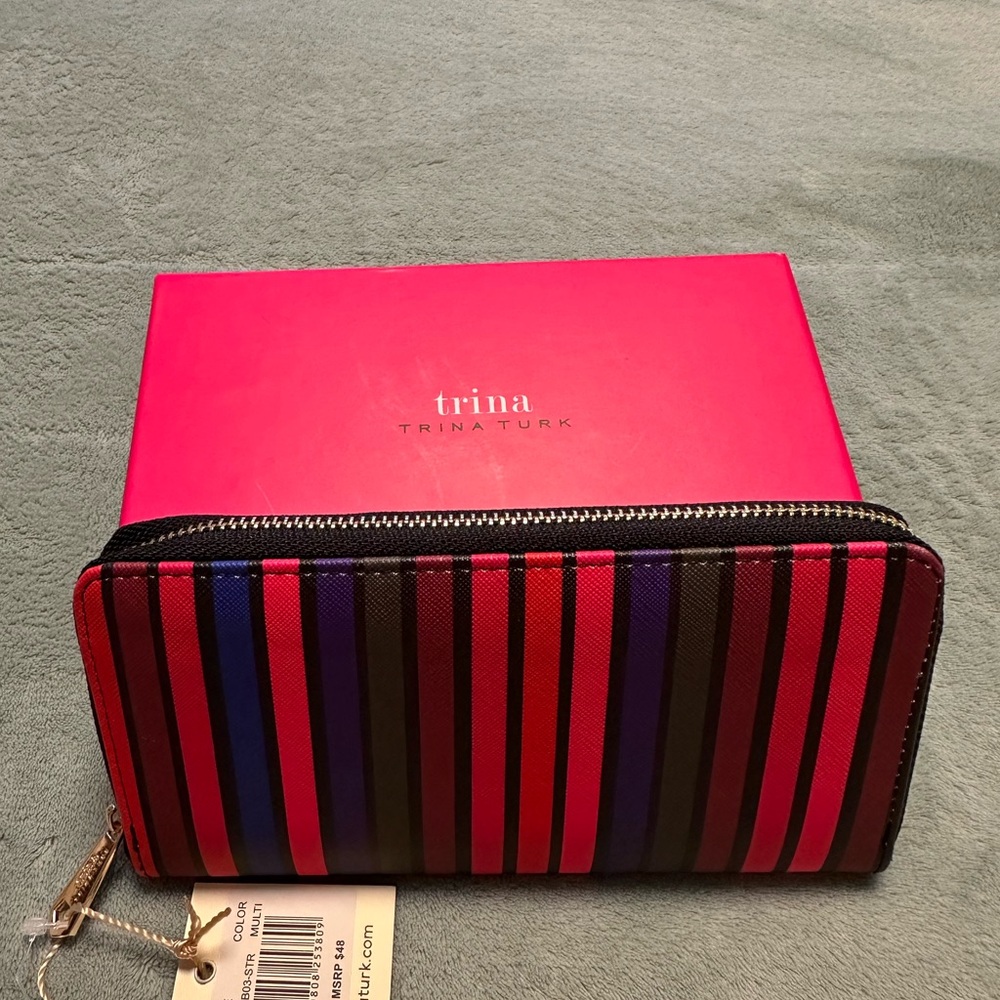 Trina Turk wallet with multicolored stripes, with box, New with tags.